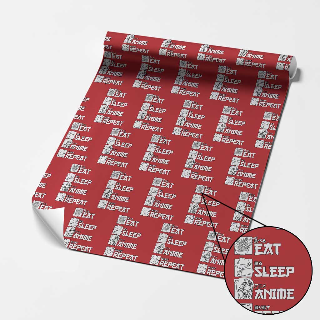 Eat Sleep Anime Repeat Wrapping Paper Roll Japan Otaku Manga Lover TS02 Red Print Your Wear