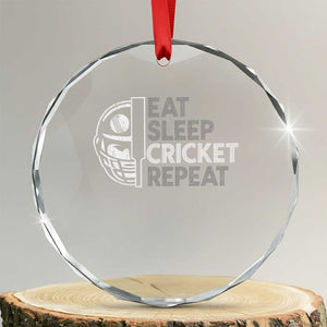 Eat Sleep Cricket Repeat Crystal Glass Ornament Retro Vintage Cricket Gifts TS10 Transparent Glass 3'' Circle Print Your Wear