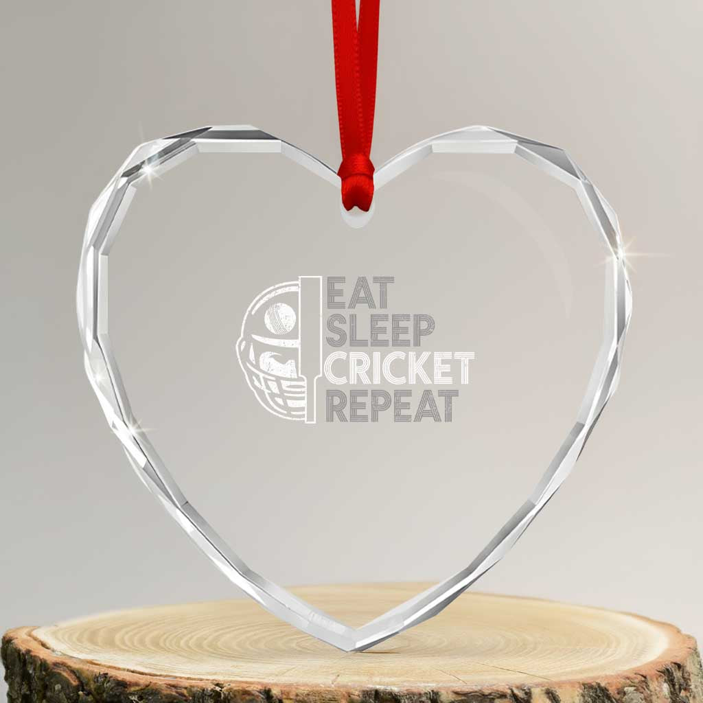 Eat Sleep Cricket Repeat Heart Crystal Glass Ornament Retro Vintage Cricket Gifts TS10 Transparent Glass 3'' Heart Print Your Wear