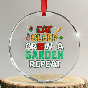 Eat Sleep Grow a Garden Repeat Crystal Glass Ornament Funny Gamer-Inspired Gardening Gift for Plant Lovers TS02 Transparent Glass 3'' Circle Print Your Wear