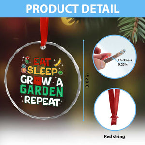 Eat Sleep Grow a Garden Repeat Crystal Glass Ornament Funny Gamer-Inspired Gardening Gift for Plant Lovers TS02 Print Your Wear
