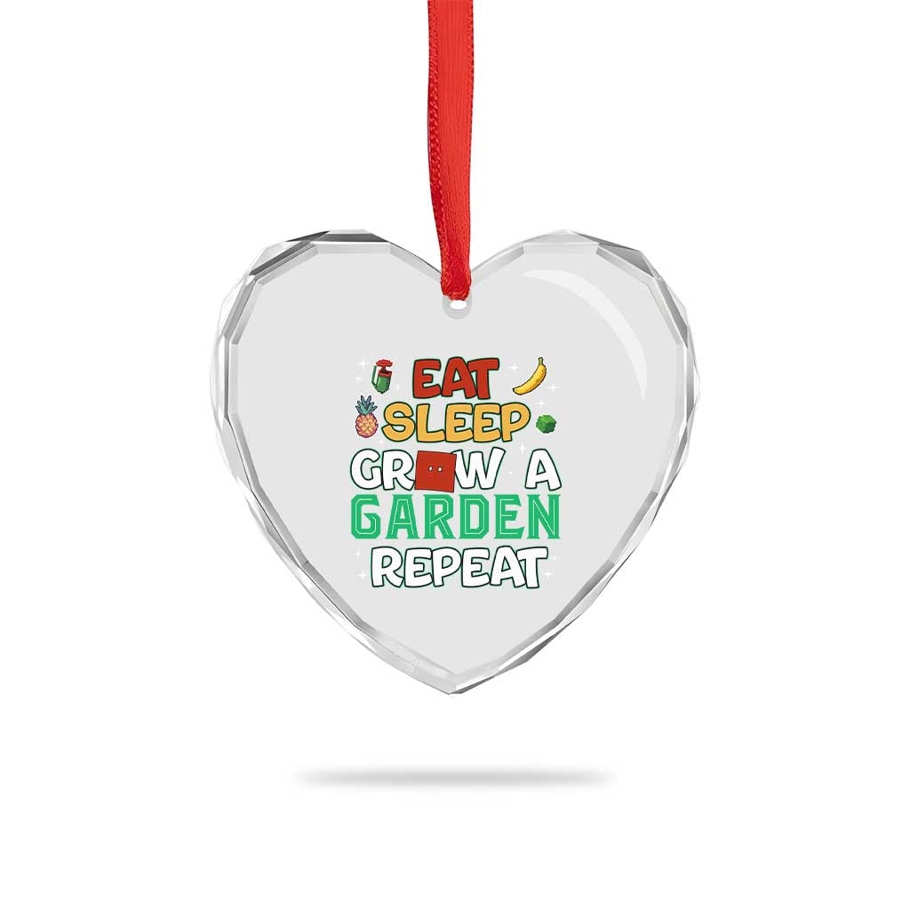 Eat Sleep Grow a Garden Repeat Heart Crystal Glass Ornament Funny Gamer-Inspired Gardening Gift for Plant Lovers TS02 Print Your Wear