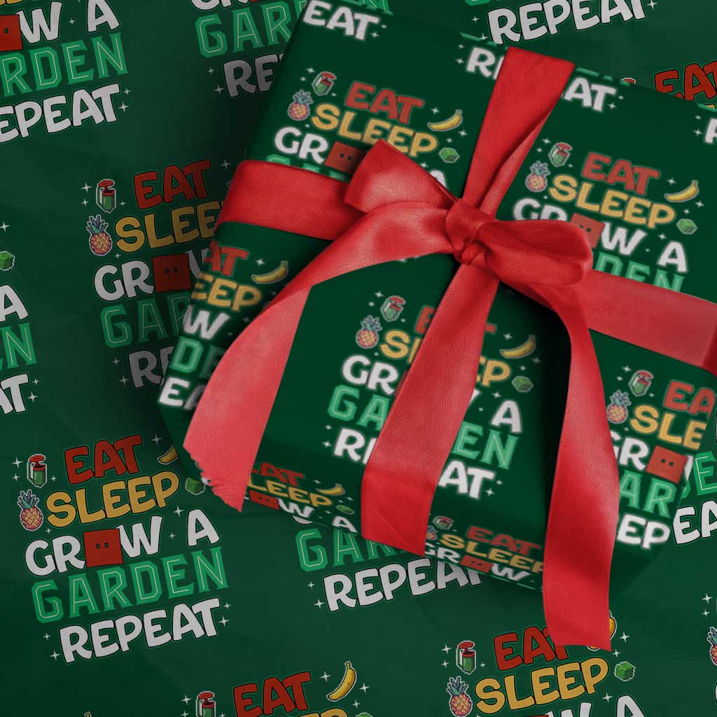 Eat Sleep Grow a Garden Repeat Wrapping Paper Roll Funny Gamer-Inspired Gardening Gift for Plant Lovers TS02 Green Print Your Wear