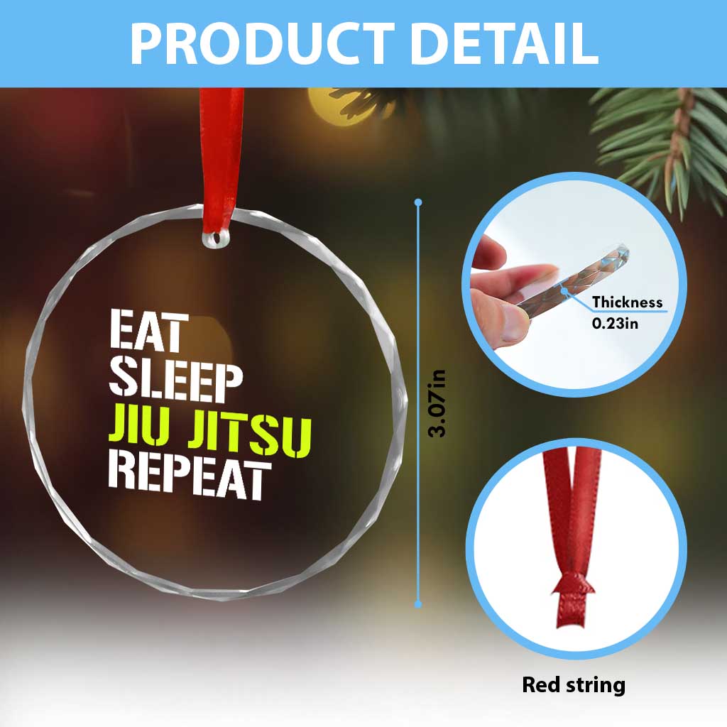 Eat Sleep Jiu Jitsu Repeat Crystal Glass Ornament Cool JiuJitsu BJJ TS10 Print Your Wear