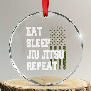 Eat Sleep Jiu Jitsu Repeat Crystal Glass Ornament Cool JiuJitsu BJJ American Flag TS10 Transparent Glass 3'' Circle Print Your Wear