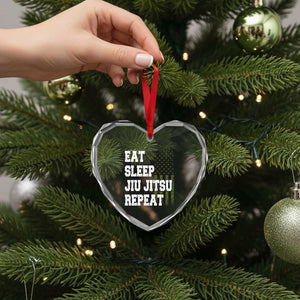 Eat Sleep Jiu Jitsu Repeat Heart Crystal Glass Ornament Cool JiuJitsu BJJ American Flag TS10 Print Your Wear
