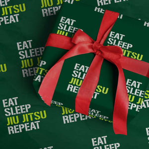 Eat Sleep Jiu Jitsu Repeat Wrapping Paper Roll Cool JiuJitsu BJJ TS10 Green Print Your Wear