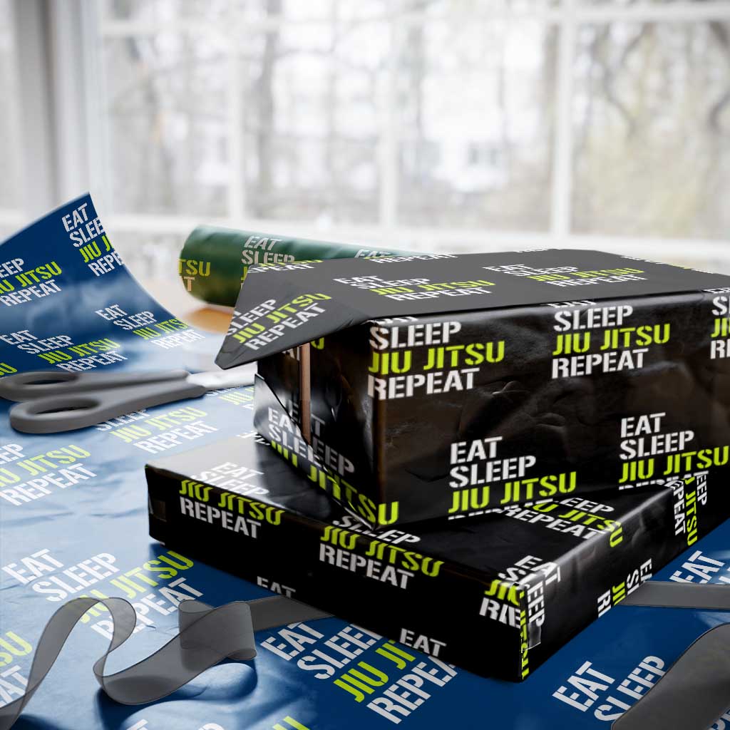 Eat Sleep Jiu Jitsu Repeat Wrapping Paper Roll Cool JiuJitsu BJJ TS10 Black Print Your Wear