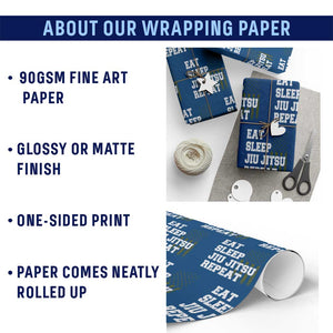 Eat Sleep Jiu Jitsu Repeat Wrapping Paper Roll Cool JiuJitsu BJJ American Flag TS10 Print Your Wear