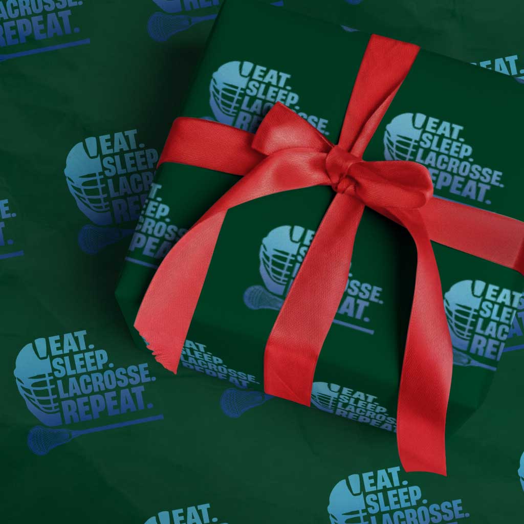 Eat Sleep Lacrosse Repeat Wrapping Paper Roll Funny Lax Lover Player TS10 Green Print Your Wear