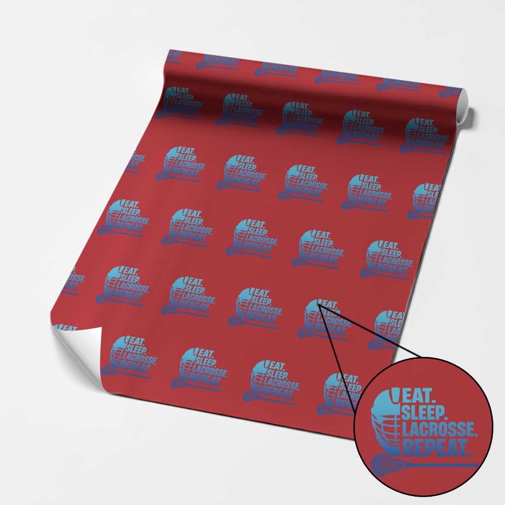 Eat Sleep Lacrosse Repeat Wrapping Paper Roll Funny Lax Lover Player TS10 Red Print Your Wear