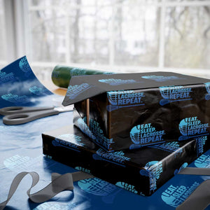 Eat Sleep Lacrosse Repeat Wrapping Paper Roll Funny Lax Lover Player TS10 Black Print Your Wear