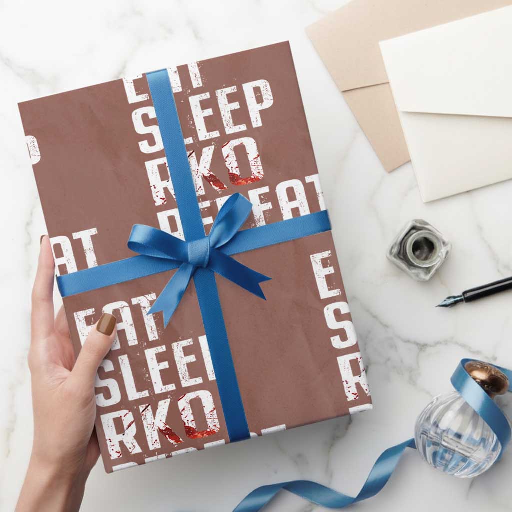 Eat Sleep RKO Repeat Wrapping Paper Roll Blood Stained TS11 Mocha Print Your Wear