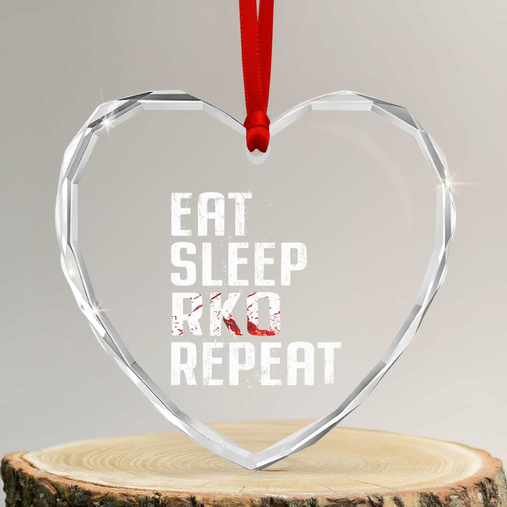 Eat Sleep RKO Repeat Heart Crystal Glass Ornament Blood Stained TS11 Transparent Glass 3'' Heart Print Your Wear