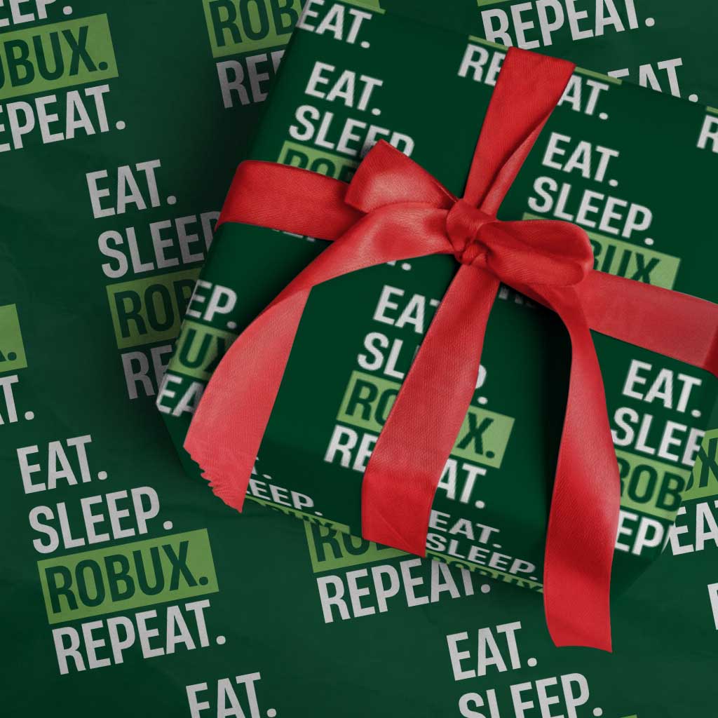 Eat Sleep Roblox Repeat Wrapping Paper Roll Funny Video Game Lovers Gamers TS10 Green Print Your Wear