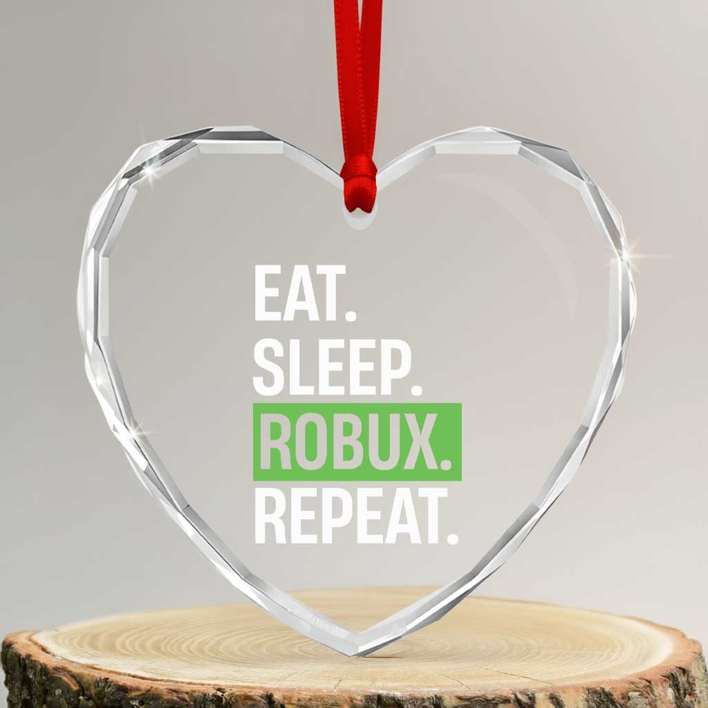 Eat Sleep Roblox Repeat Heart Crystal Glass Ornament Funny Video Game Lovers Gamers