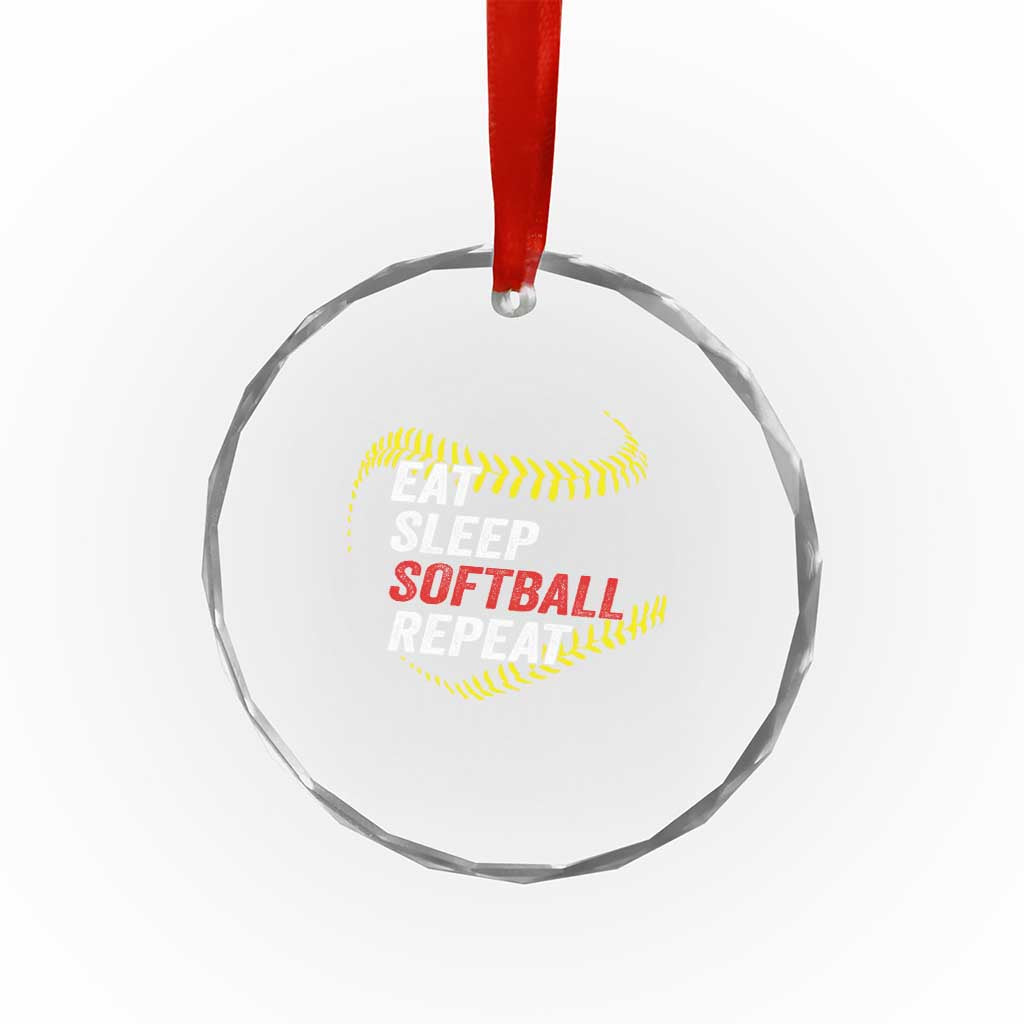 Eat Sleep Softball Repeat Crystal Glass Ornament Funny Softball Player TS11 Print Your Wear