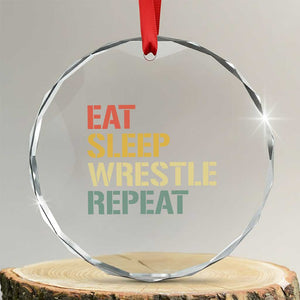Eat Sleep Wrestle Repeat Crystal Glass Ornament Cool Wrestling TS10 Transparent Glass 3'' Circle Print Your Wear