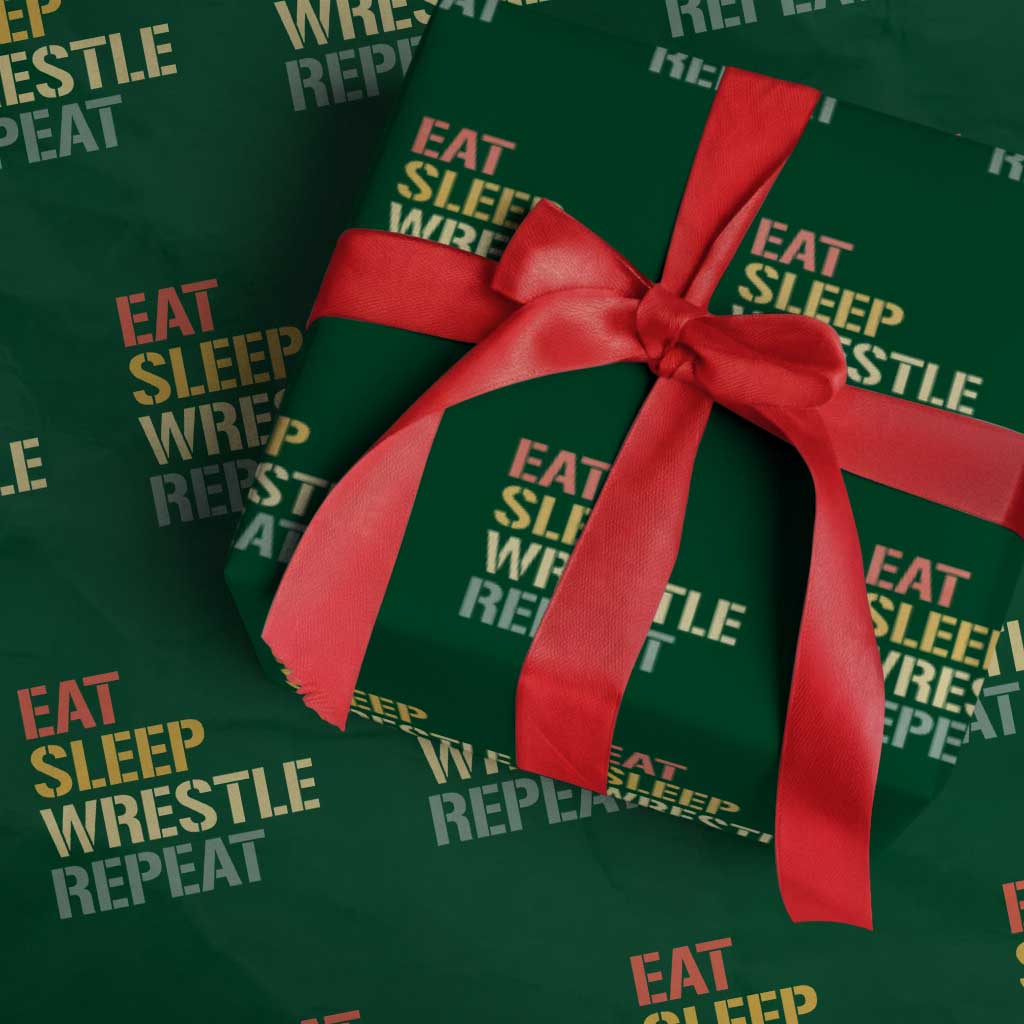 Eat Sleep Wrestle Repeat Wrapping Paper Roll Cool Wrestling TS10 Green Print Your Wear