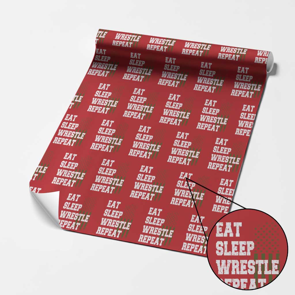 Eat Sleep Wrestle Repeat Wrapping Paper Roll Funny Wrestling Gym American Flag TS10 Red Print Your Wear
