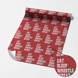 Eat Sleep Wrestle Repeat Wrapping Paper Roll Funny Wrestling Gym American Flag TS10 Red Print Your Wear