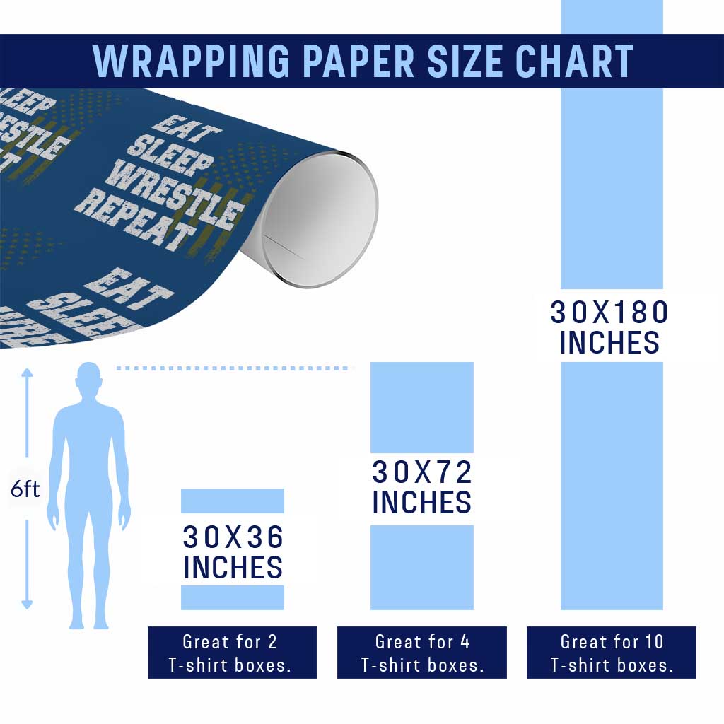 Eat Sleep Wrestle Repeat Wrapping Paper Roll Funny Wrestling Gym American Flag TS10 Print Your Wear