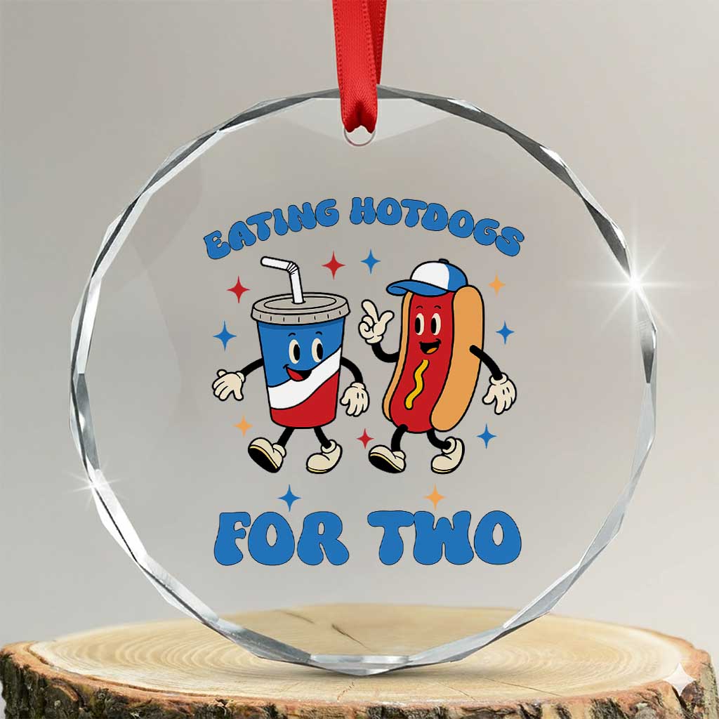 Eating Hotdogs for Two Crystal Glass Ornament Cute Pregnancy Announcement Patriotic 4th Of July TS02 Transparent Glass 3'' Circle Print Your Wear