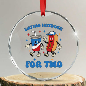 Eating Hotdogs for Two Crystal Glass Ornament Cute Pregnancy Announcement Patriotic 4th Of July TS02 Transparent Glass 3'' Circle Print Your Wear