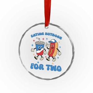 Eating Hotdogs for Two Crystal Glass Ornament Cute Pregnancy Announcement Patriotic 4th Of July TS02 Print Your Wear