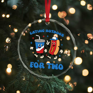 Eating Hotdogs for Two Crystal Glass Ornament Cute Pregnancy Announcement Patriotic 4th Of July TS02 Print Your Wear