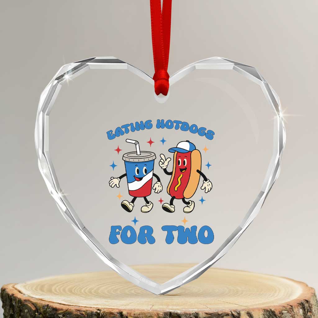 Eating Hotdogs for Two Heart Crystal Glass Ornament Cute Pregnancy Announcement Patriotic 4th Of July TS02 Transparent Glass 3'' Heart Print Your Wear