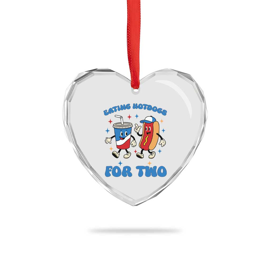 Eating Hotdogs for Two Heart Crystal Glass Ornament Cute Pregnancy Announcement Patriotic 4th Of July TS02 Print Your Wear