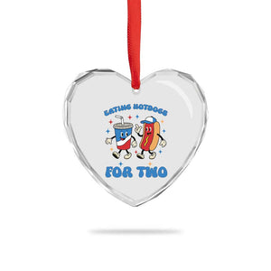 Eating Hotdogs for Two Heart Crystal Glass Ornament Cute Pregnancy Announcement Patriotic 4th Of July TS02 Print Your Wear