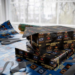 Eclipses in 2026 Celestial Calendar Infographic Wrapping Paper Roll Space Nerd Astronomy Gift Astrology Lover TS02 Black Print Your Wear