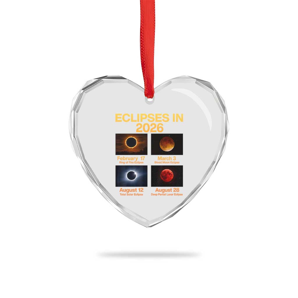 Eclipses in 2026 Celestial Calendar Infographic Heart Crystal Glass Ornament Space Nerd Astronomy Gift Astrology Lover TS02 Print Your Wear