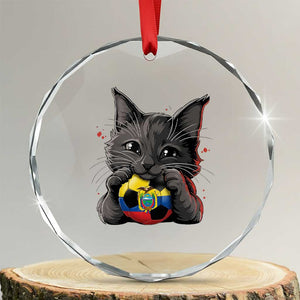 Ecuador Black Cat Soccer Game Day Crystal Glass Ornament Cat Lover Gift