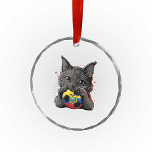 Ecuador Black Cat Soccer Game Day Crystal Glass Ornament Cat Lover Gift