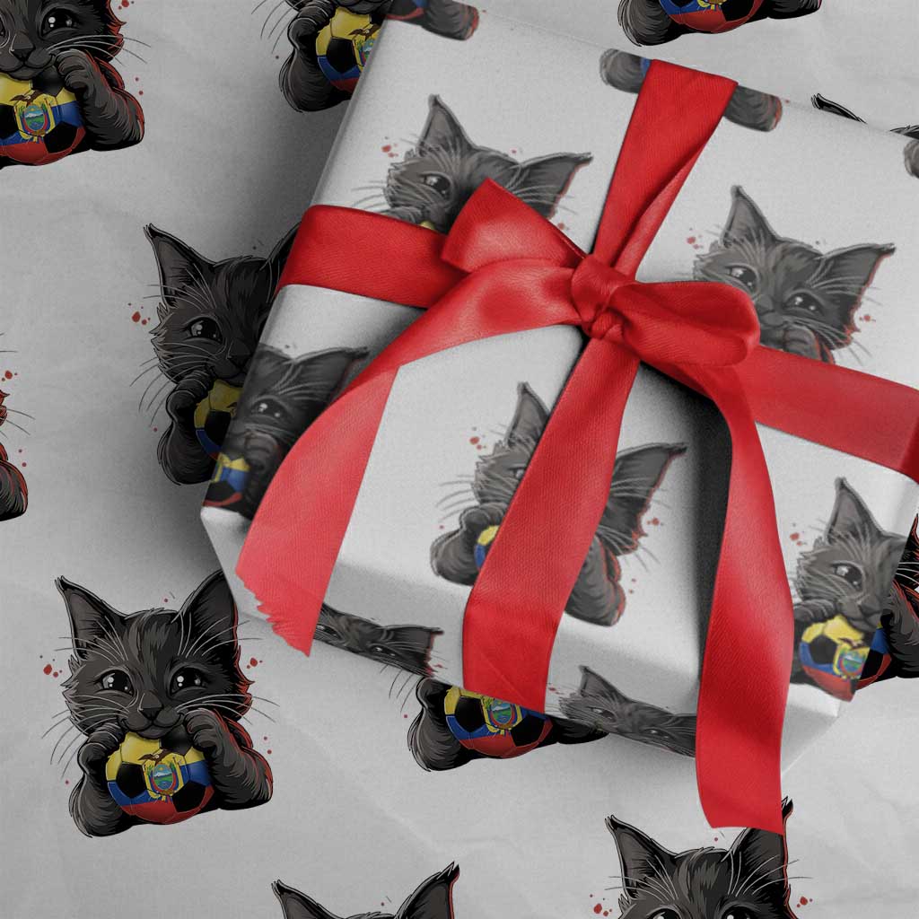 Ecuador Black Cat Soccer Game Day Wrapping Paper Roll Cat Lover Gift TS12 White Print Your Wear