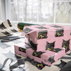 Ecuador Black Cat Soccer Game Day Wrapping Paper Roll Cat Lover Gift