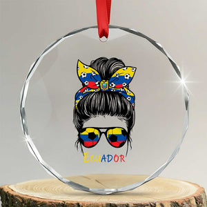 Ecuador Soccer Crystal Glass Ornament Chica Ecuatoriana Pride Game Day Gift