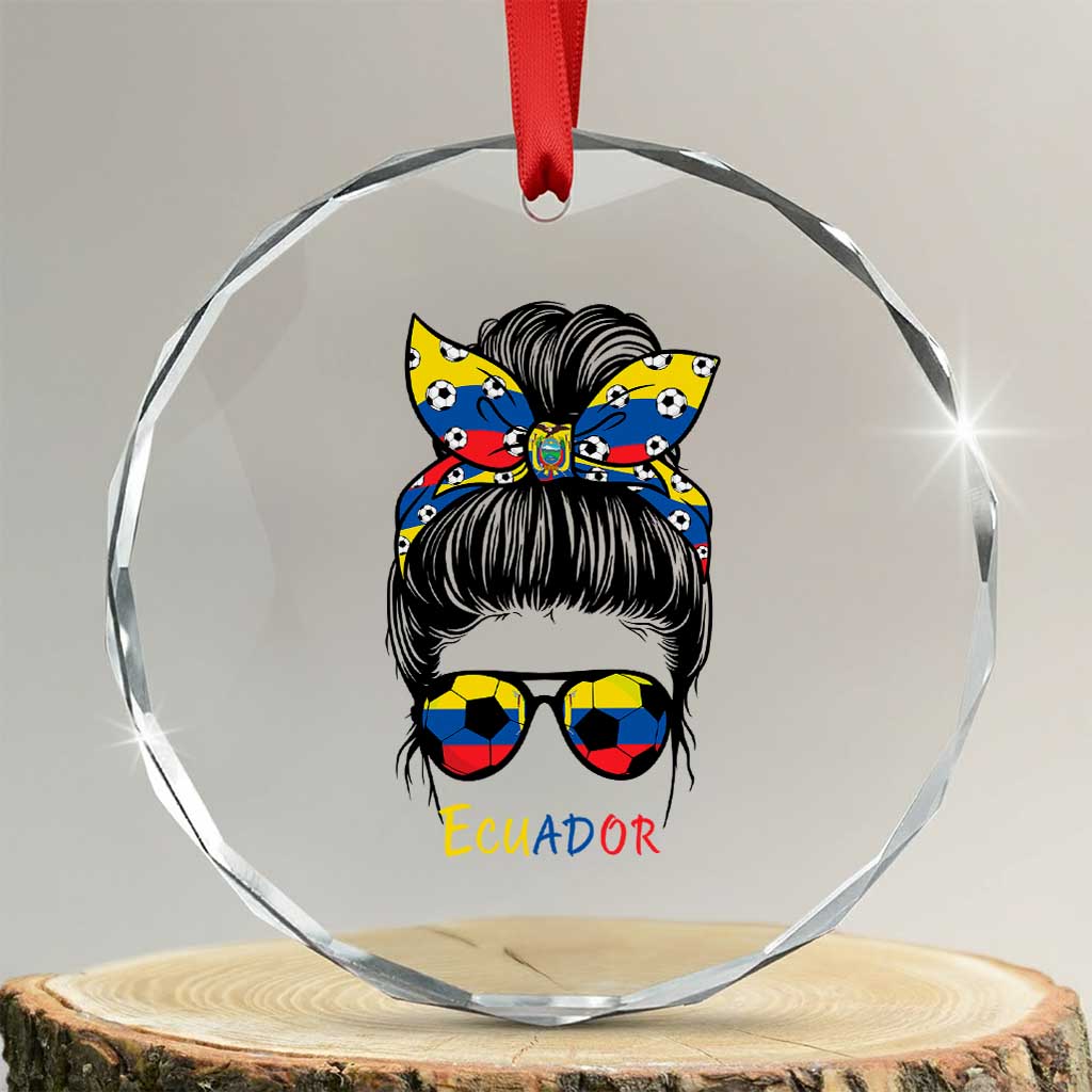 Ecuador Soccer Crystal Glass Ornament Chica Ecuatoriana Pride Game Day Gift TS12 Transparent Glass 3'' Circle Print Your Wear