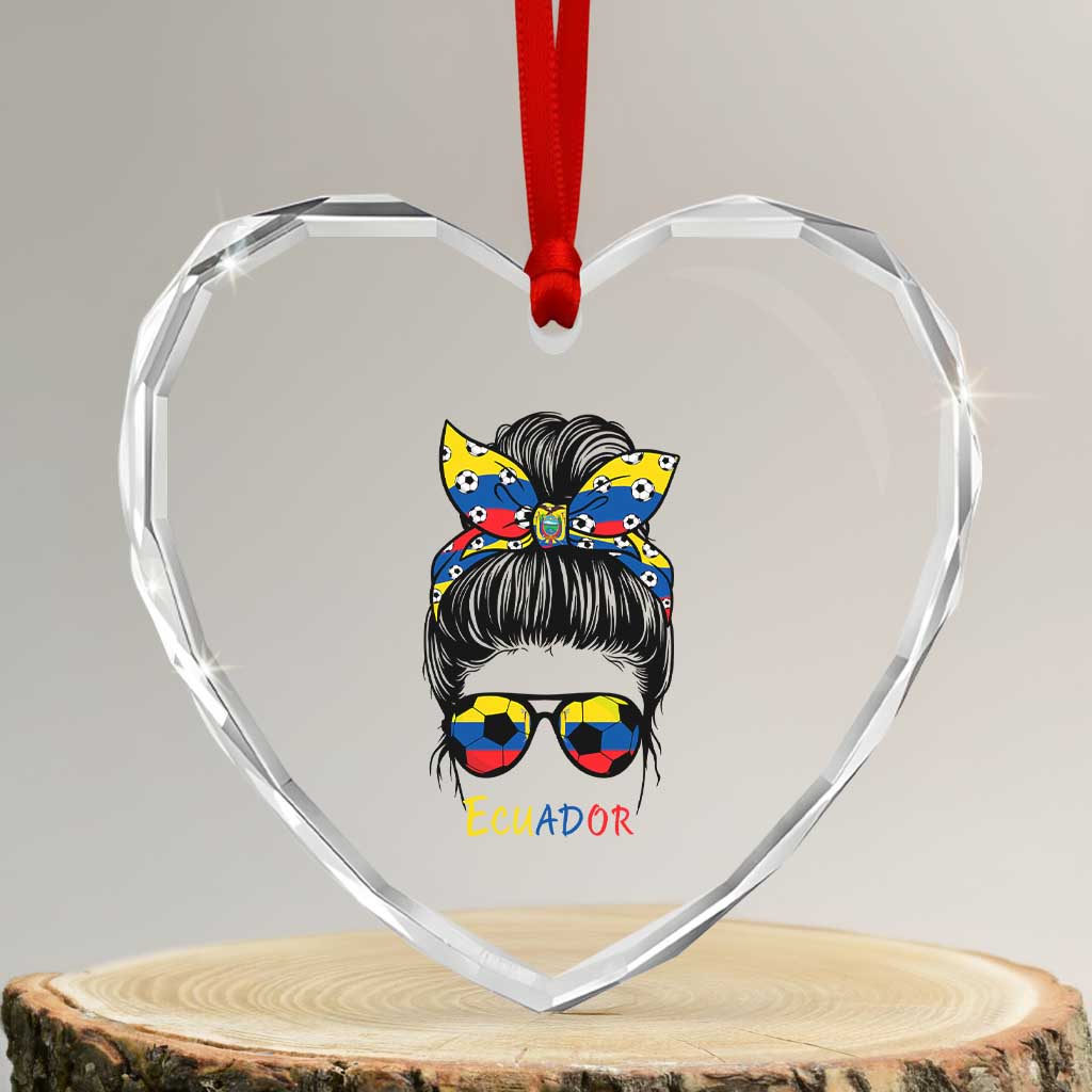 Ecuador Soccer Heart Crystal Glass Ornament Chica Ecuatoriana Pride Game Day Gift TS12 Transparent Glass 3'' Heart Print Your Wear
