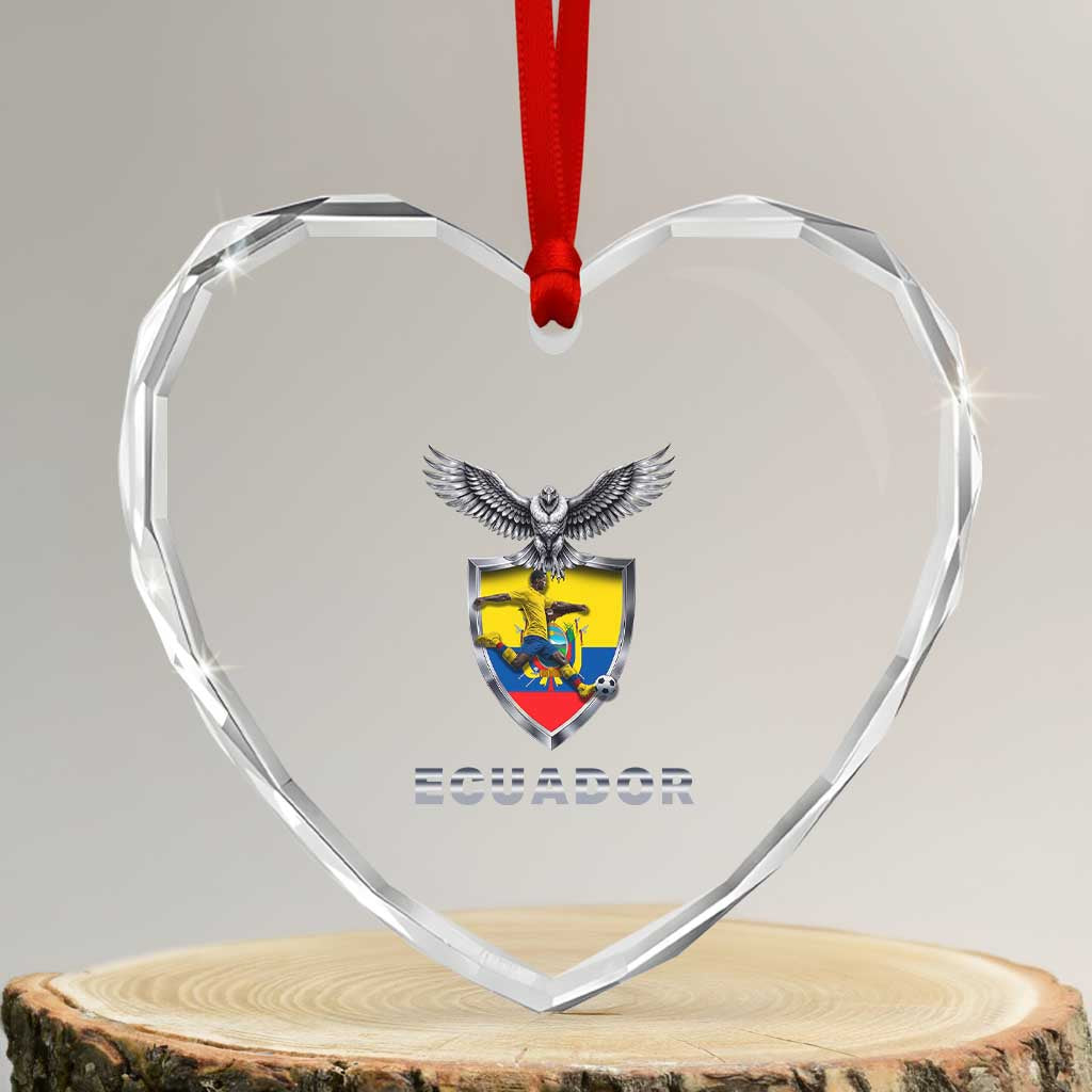 Ecuador Soccer Lover Heart Crystal Glass Ornament Proud Ecuadorian Game Day Gift