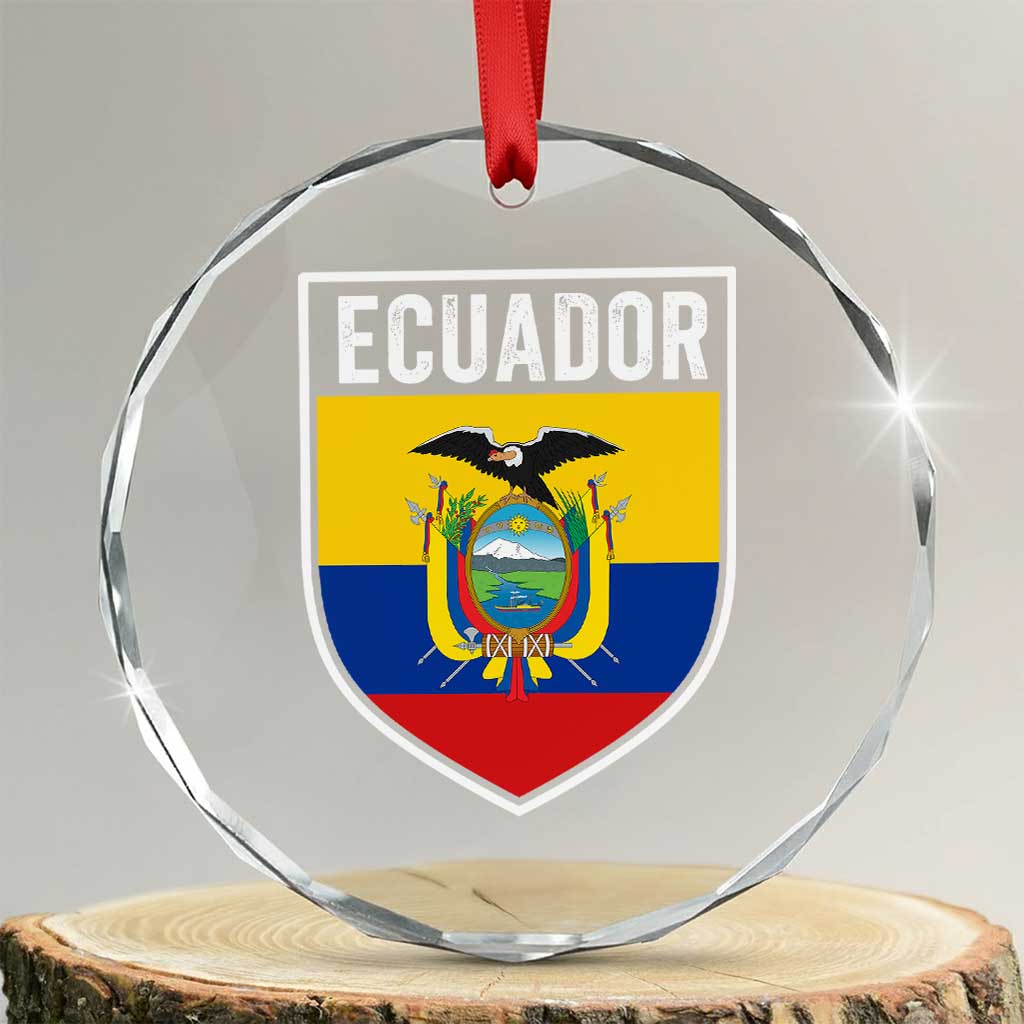 Ecuador Vintage Soccer Crest Escudo Ecuadorian Coat of Arms Crystal Glass Ornament TS11 Transparent Glass 3'' Circle Print Your Wear