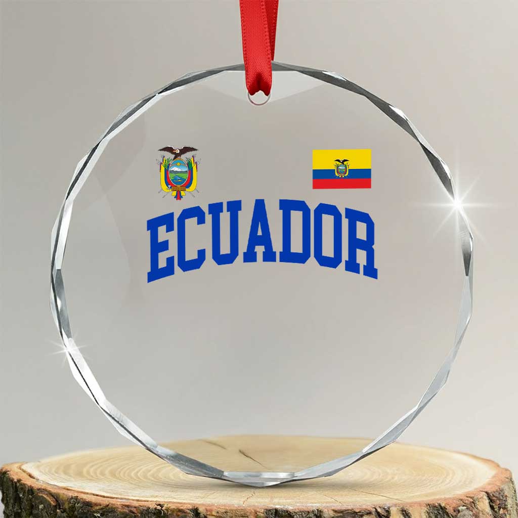Ecuador Vintage Throwback Soccer Jersey Style Crystal Glass Ornament Ecuadorian Hispanic Heritage TS11 Transparent Glass 3'' Circle Print Your Wear