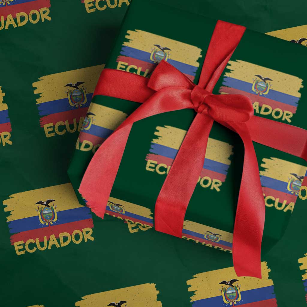 Ecuadorian Heritage Brushstroke Ecuador Flag Graphic Wrapping Paper Roll
