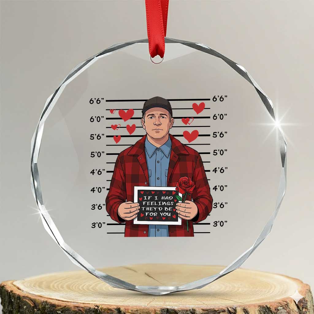 Ed Gein Valentine Meme Crystal Glass Ornament Funny Horror Movie TS14 Transparent Glass 3'' Circle Print Your Wear