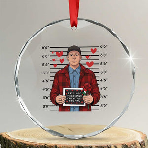 Ed Gein Valentine Meme Crystal Glass Ornament Funny Horror Movie TS14 Transparent Glass 3'' Circle Print Your Wear