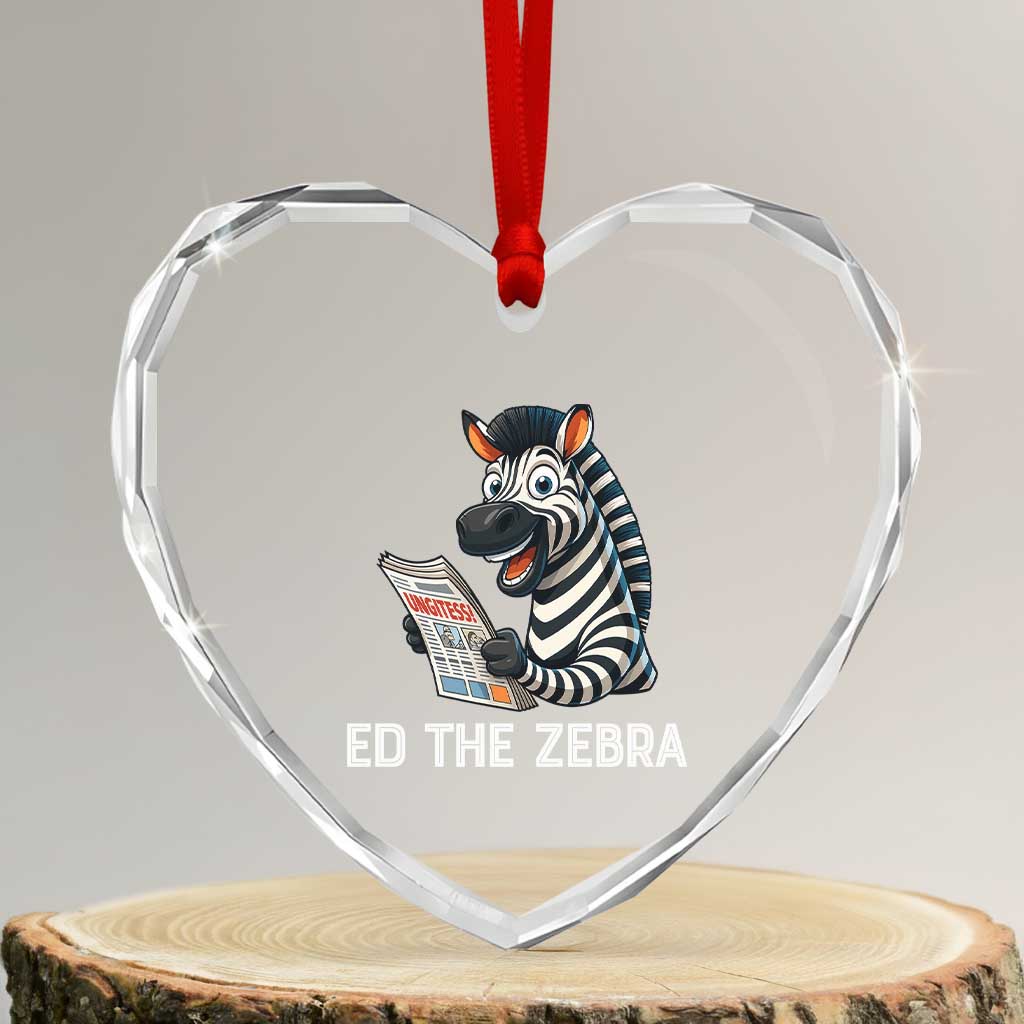 Ed the Zebra Meme Heart Crystal Glass Ornament Funny Viral Animal Escape Internet Humor Fans TS02 Transparent Glass 3'' Heart Print Your Wear