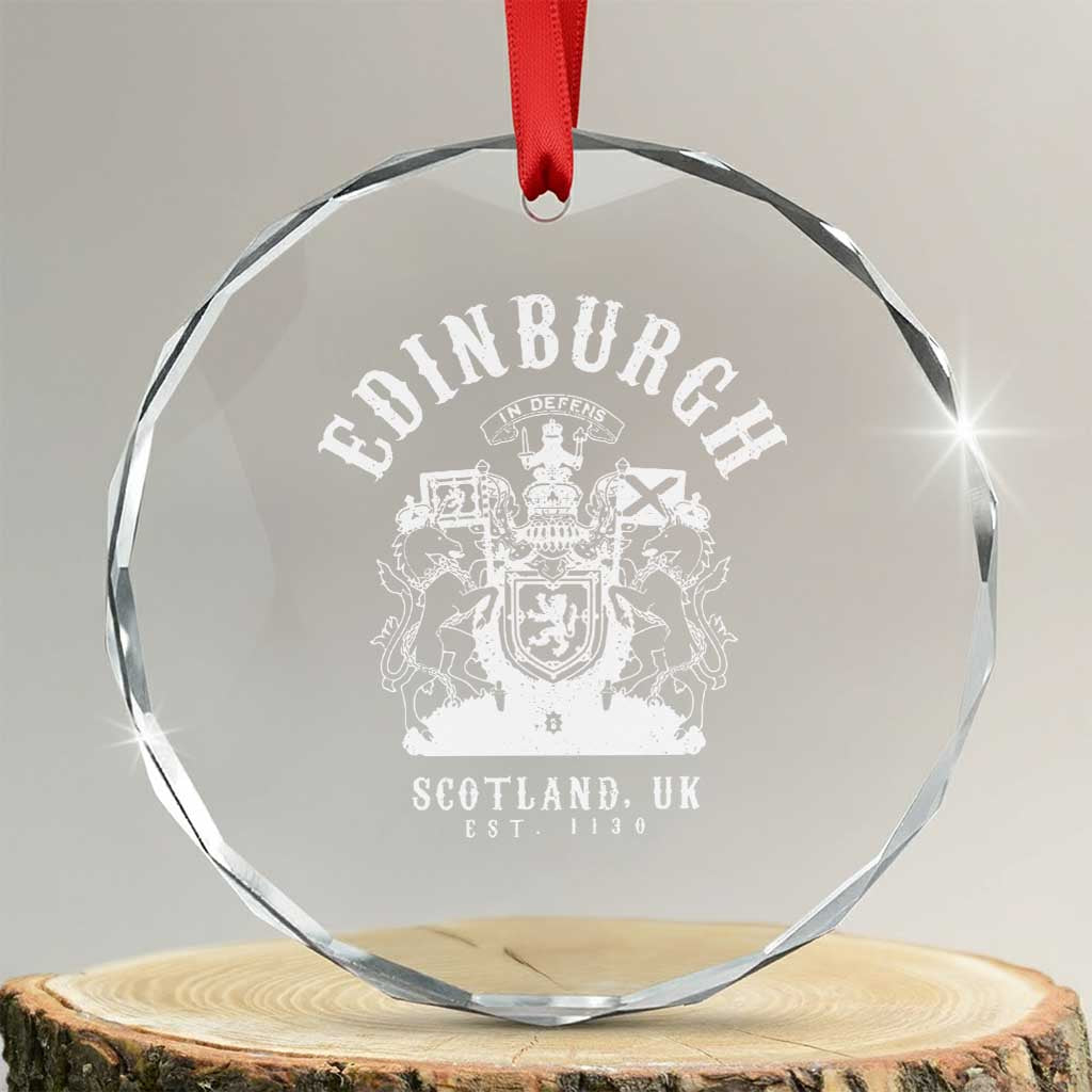 Edinburgh Scotland UK Est 1130 Crystal Glass Ornament Royal Coat of Arms In Defens Historic Crest Graphic TS02 Transparent Glass 3'' Circle Print Your Wear